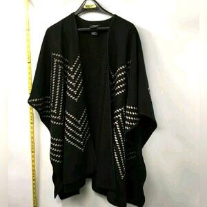 Ike Behar Designer Black Reversible Wrap Neck Warmer Wrap Shawl cardigan 1 Size